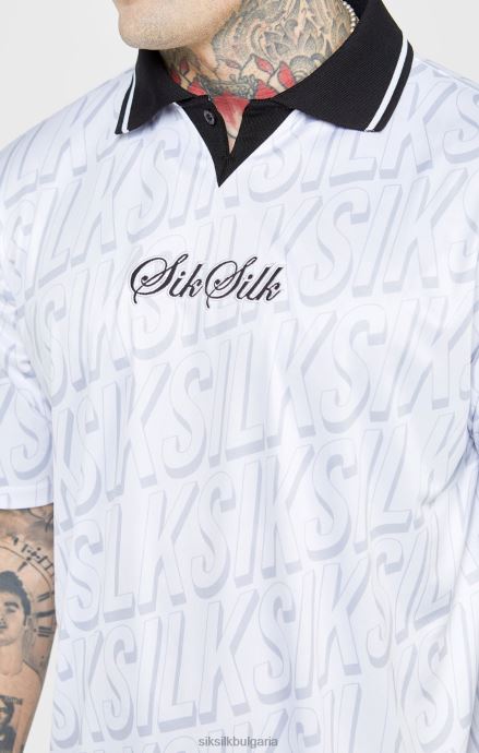 облекло SikSilk бяла футболна фланелка мъже 486F8380