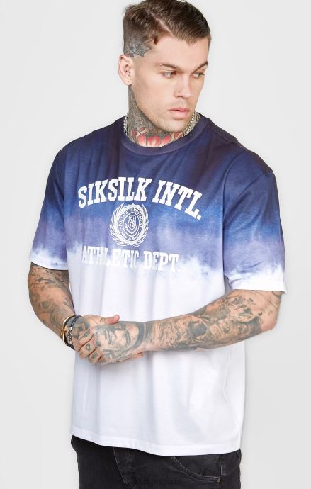 облекло SikSilk тъмносиня графична избледняваща тениска мъже 486F8384