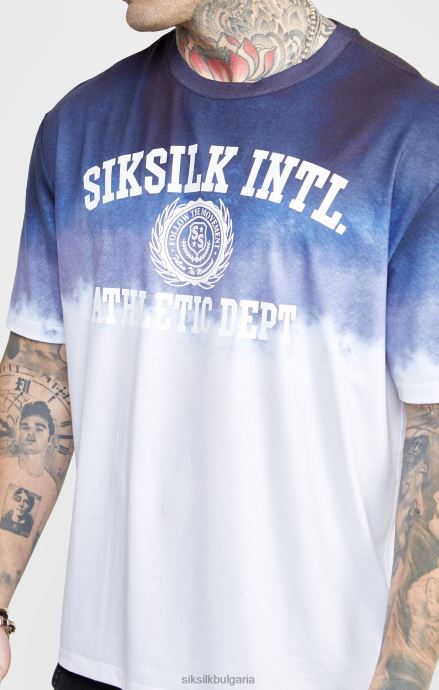 облекло SikSilk тъмносиня графична избледняваща тениска мъже 486F8384