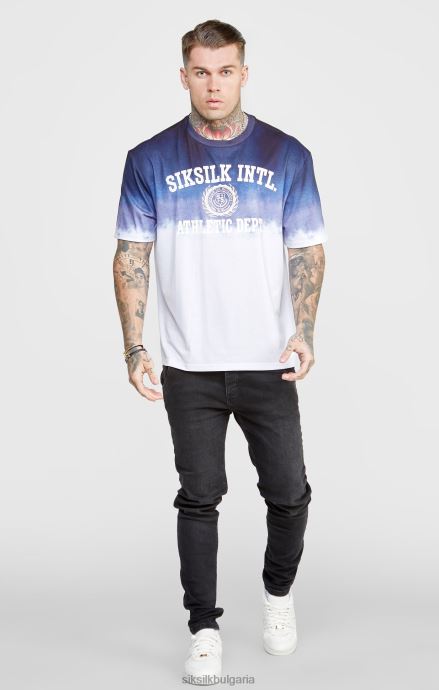 облекло SikSilk тъмносиня графична избледняваща тениска мъже 486F8384