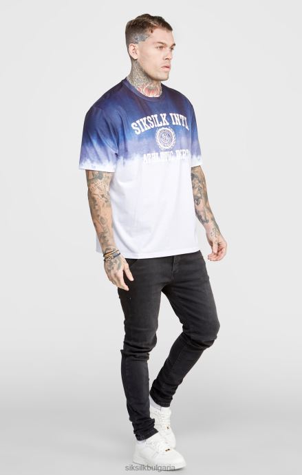 облекло SikSilk тъмносиня графична избледняваща тениска мъже 486F8384