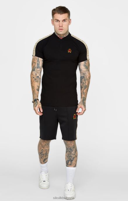 облекло SikSilk черно поло с къс ръкав мъже 486F8385