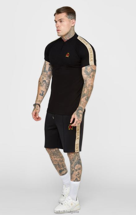 облекло SikSilk черно поло с къс ръкав мъже 486F8385