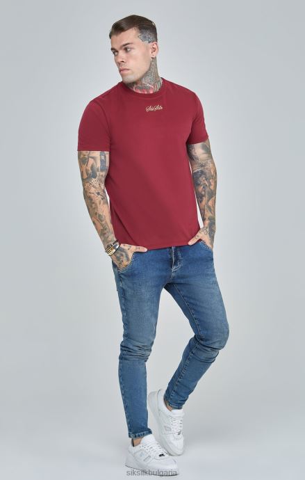 облекло SikSilk голяма тениска с лого в бордо мъже 486F8386