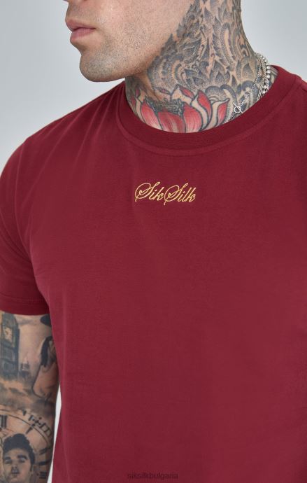 облекло SikSilk голяма тениска с лого в бордо мъже 486F8386