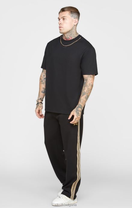 облекло SikSilk черна огромна тениска с вериги мъже 486F8387