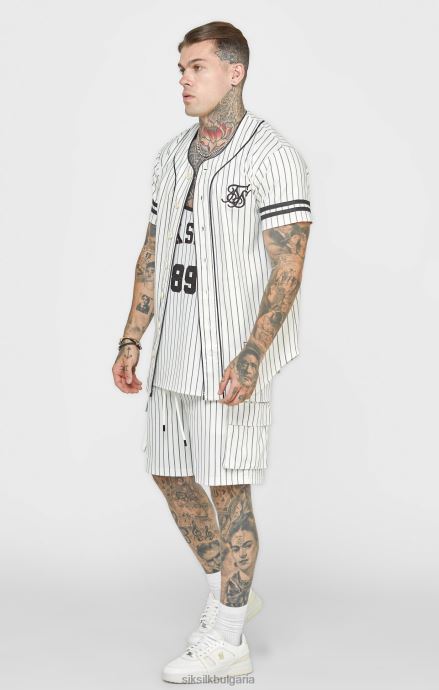 облекло SikSilk бежова бейзболна фланелка мъже 486F8391