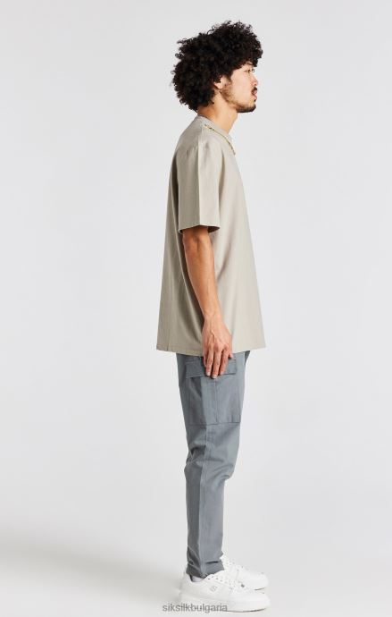 облекло SikSilk бежова тениска с големи вериги мъже 486F8392