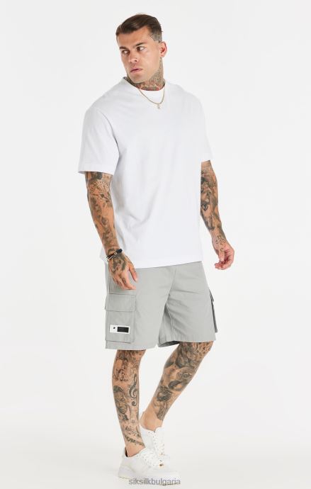 облекло SikSilk бяла спокойна тениска с верижка с щампа мъже 486F8393