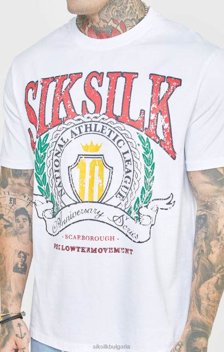 облекло SikSilk бяла университетска овъргайз тениска мъже 486F8394