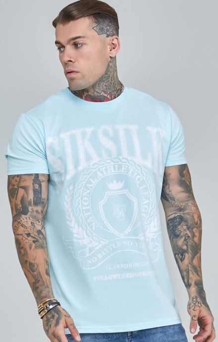 облекло SikSilk синя университетска тениска с квадратна форма мъже 486F8396