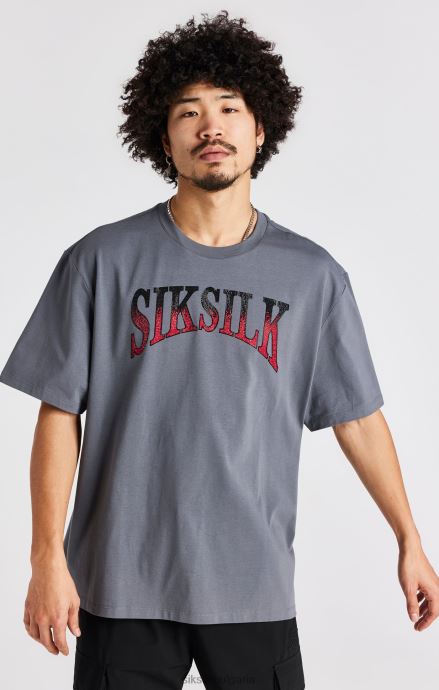 облекло SikSilk сива тениска с къс ръкав с кристали мъже 486F8400