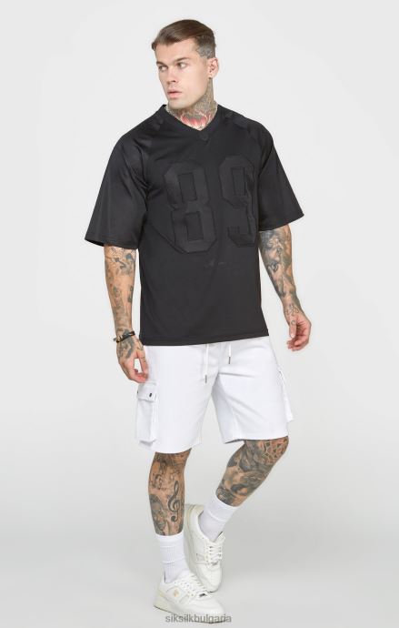облекло SikSilk черна голяма тениска с къс ръкав мъже 486F8402