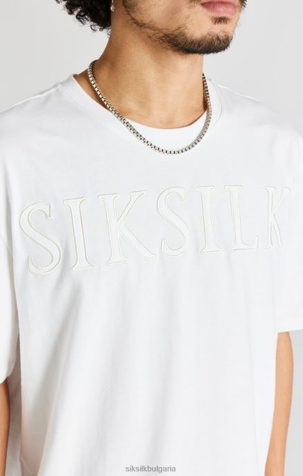облекло SikSilk тениска с лого в цвят екрю мъже 486F8404