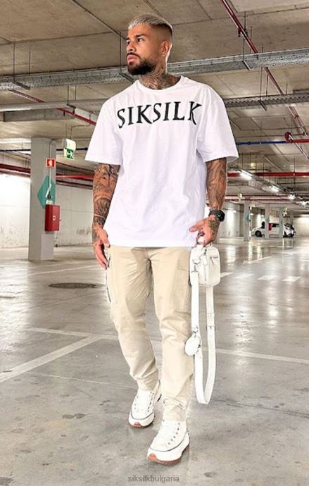 облекло SikSilk бяла спокойна тениска мъже 486F8406