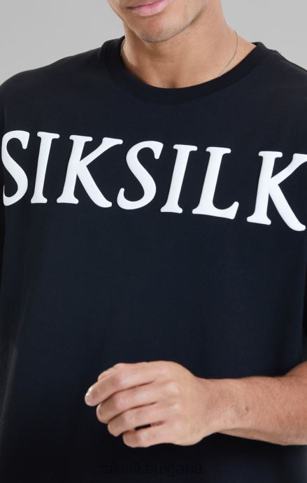 облекло SikSilk черна спокойна тениска мъже 486F8407
