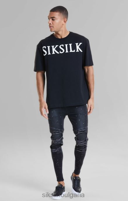 облекло SikSilk черна спокойна тениска мъже 486F8407