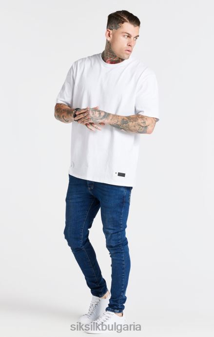облекло SikSilk бяла овърсайз тениска мъже 486F8410