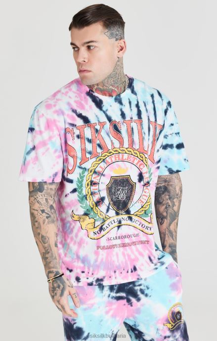 облекло SikSilk извънгабаритна тениска tie dye varsity мъже 486F8403