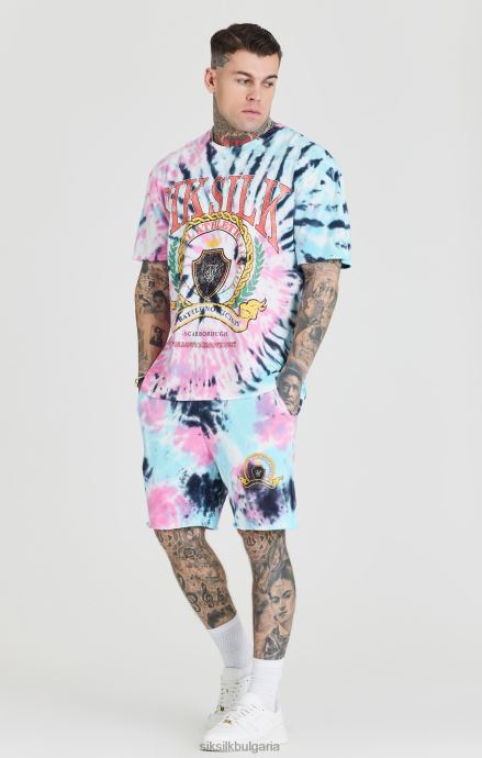 облекло SikSilk извънгабаритна тениска tie dye varsity мъже 486F8403
