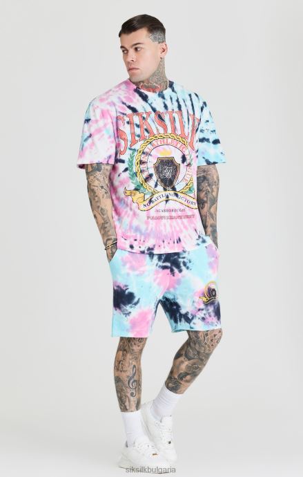 облекло SikSilk извънгабаритна тениска tie dye varsity мъже 486F8403