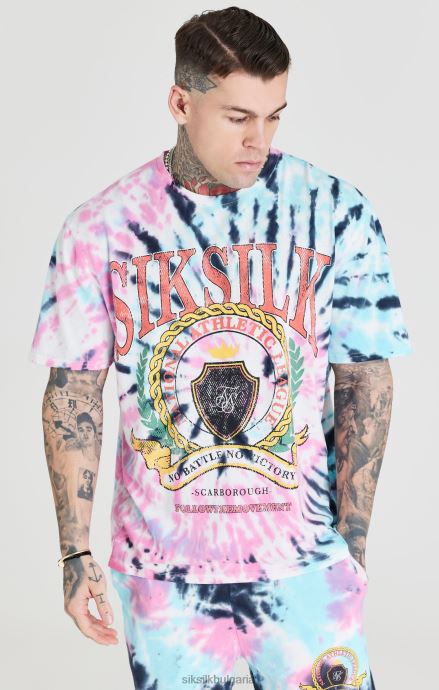 облекло SikSilk извънгабаритна тениска tie dye varsity мъже 486F8403