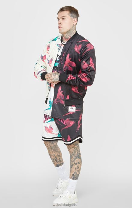 облекло SikSilk бомбър яке с щампа екрю мъже 486F8469