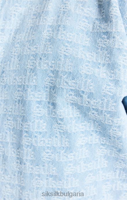 облекло SikSilk синьо жакардово дънково бомбър яке мъже 486F8471