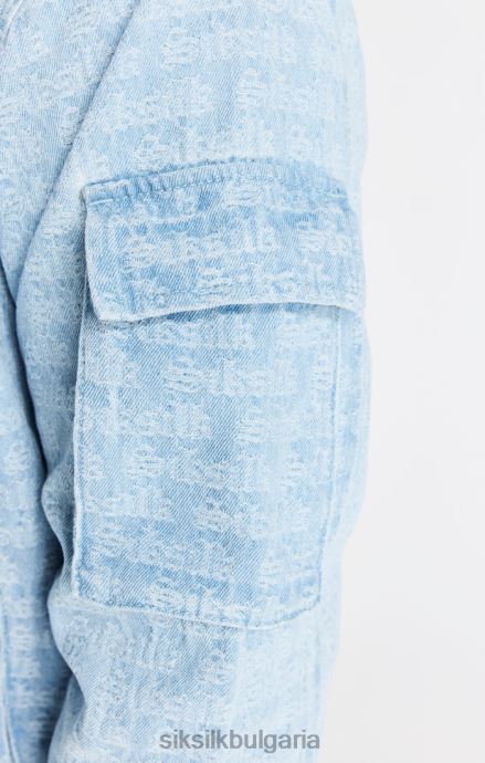 облекло SikSilk синьо жакардово дънково бомбър яке мъже 486F8471