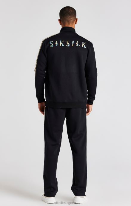 облекло SikSilk черно спортно яке с гребен с фуния мъже 486F8476