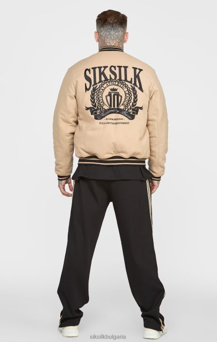 облекло SikSilk юбилейно университетско сако в цвят екрю мъже 486F8486