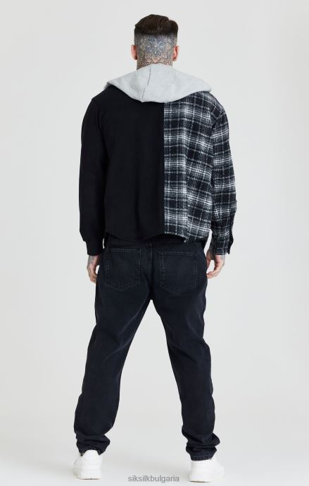 облекло SikSilk черна контрастна риза с качулка мъже 486F8490