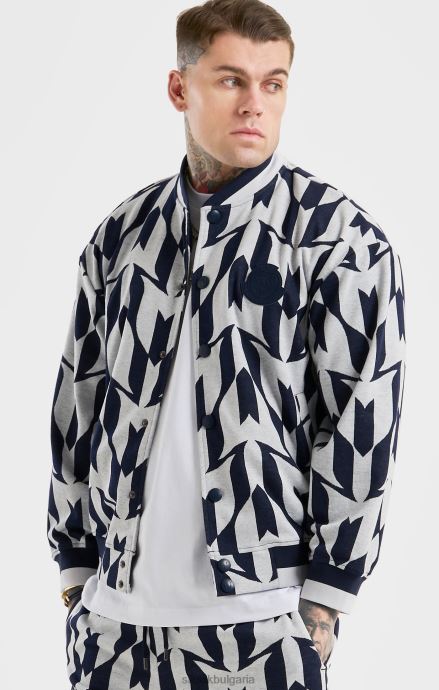 облекло SikSilk x меси военноморски бомбардировач с монограм мъже 486F8498