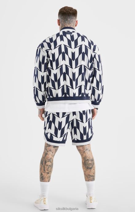 облекло SikSilk x меси военноморски бомбардировач с монограм мъже 486F8498