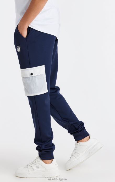 облекло SikSilk тъмносин карго панталон с джоб момчета 486F8306