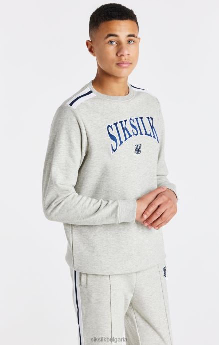 облекло SikSilk сив суитшърт Marl Varsity crew момчета 486F8296