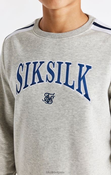 облекло SikSilk сив суитшърт Marl Varsity crew момчета 486F8296