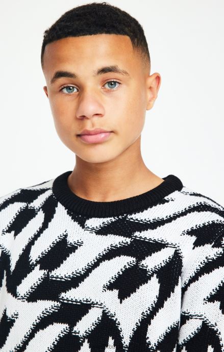 облекло SikSilk x messi черен масивен плетен пуловер момчета 486F8286
