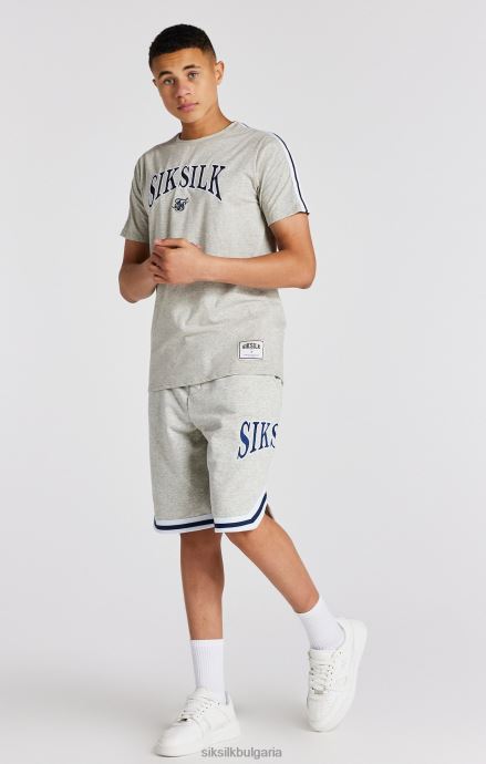 облекло SikSilk сива университетска тениска marl момчета 486F8283