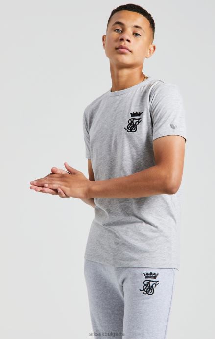 облекло SikSilk x messi grey marl тениска за фитнес момчета 486F8281
