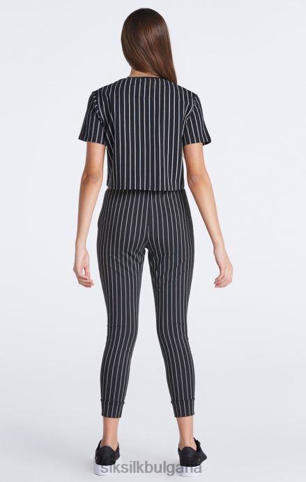 облекло SikSilk джогинг с черно бейзболно райе момичета 486F8348