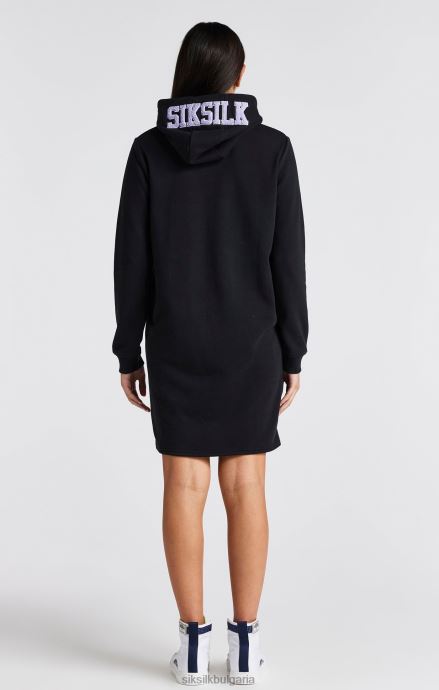 облекло SikSilk черна рокля с качулка с лого на университета момичета 486F8344