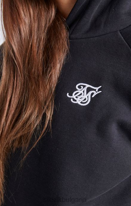 облекло SikSilk черна суичър с качулка през главата момичета 486F8335
