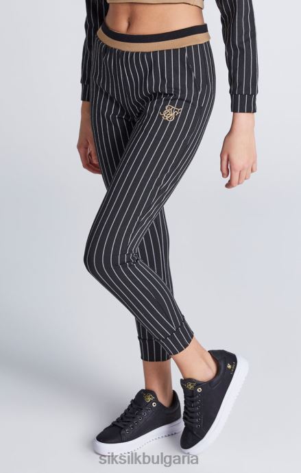 облекло SikSilk съкратен суичър с черна бейзболна ивица момичета 486F8337