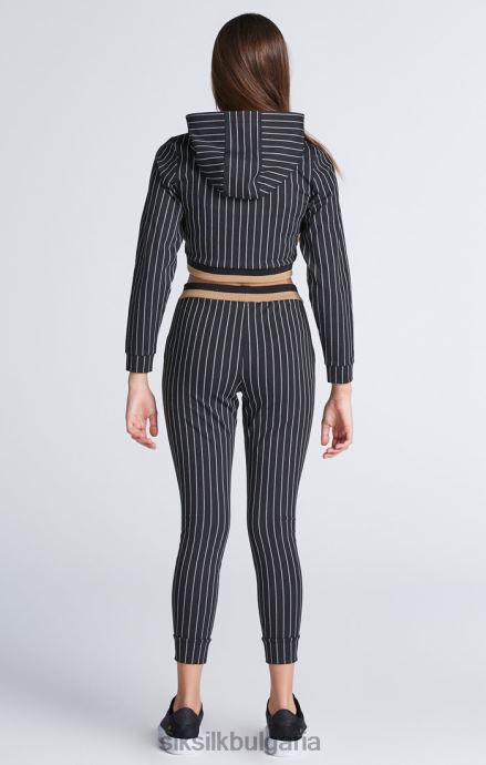 облекло SikSilk съкратен суичър с черна бейзболна ивица момичета 486F8337