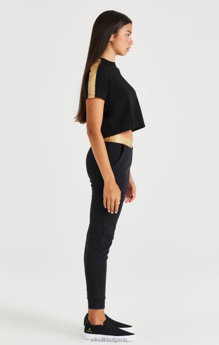 облекло SikSilk тениска реглан с метална лента - черна момичета 486F8316