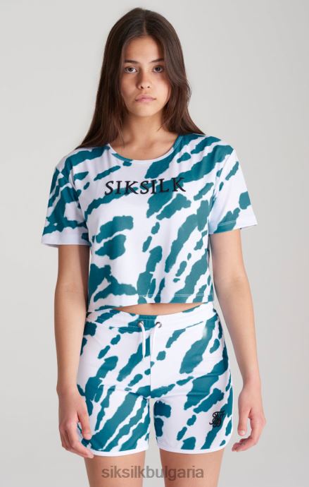 облекло SikSilk изрязана тениска с бяла вратовръзка момичета 486F8323
