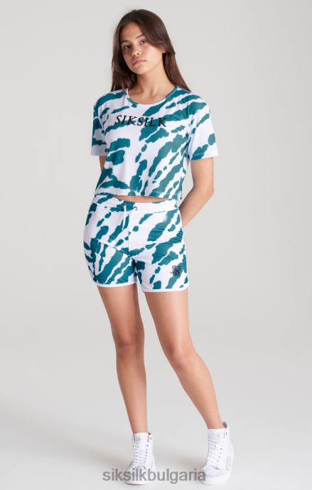 облекло SikSilk изрязана тениска с бяла вратовръзка момичета 486F8323