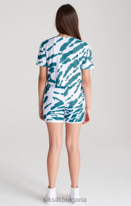 облекло SikSilk изрязана тениска с бяла вратовръзка момичета 486F8323