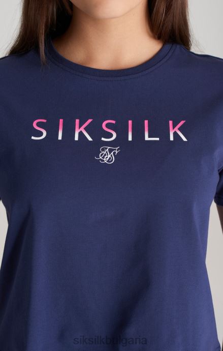 облекло SikSilk изрязана тениска с тъмно синьо избледняващо лого момичета 486F8325